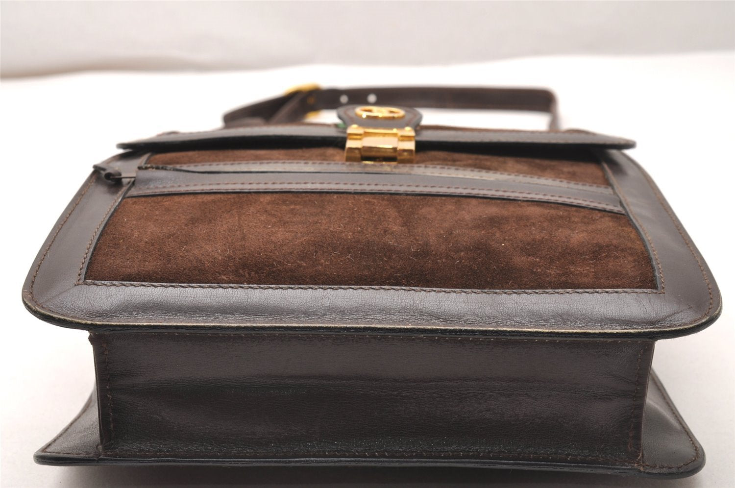 Authentic GUCCI Web Sherry Line Shoulder Bag Purse Suede Leather Brown 1764J