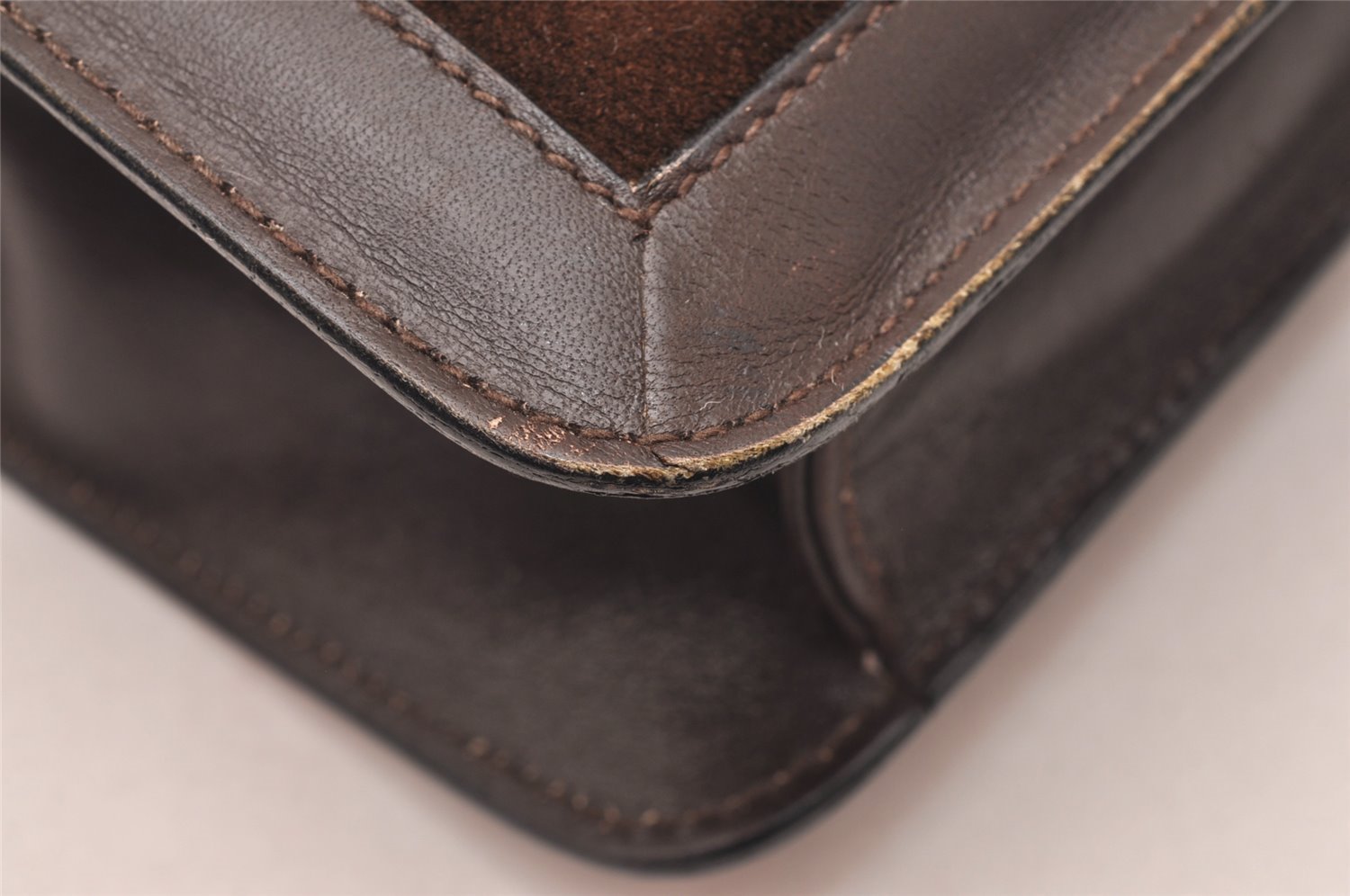 Authentic GUCCI Web Sherry Line Shoulder Bag Purse Suede Leather Brown 1764J