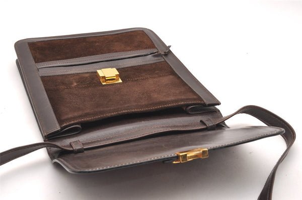 Authentic GUCCI Web Sherry Line Shoulder Bag Purse Suede Leather Brown 1764J