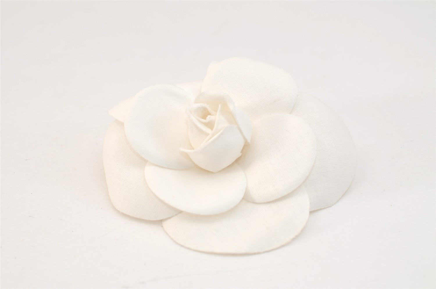 Authentic CHANEL Camellia Corsage Brooch Nylon White Box 1766L