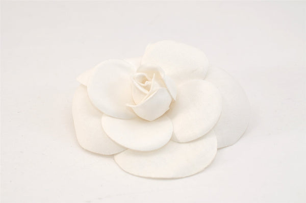 Authentic CHANEL Camellia Corsage Brooch Nylon White Box 1766L