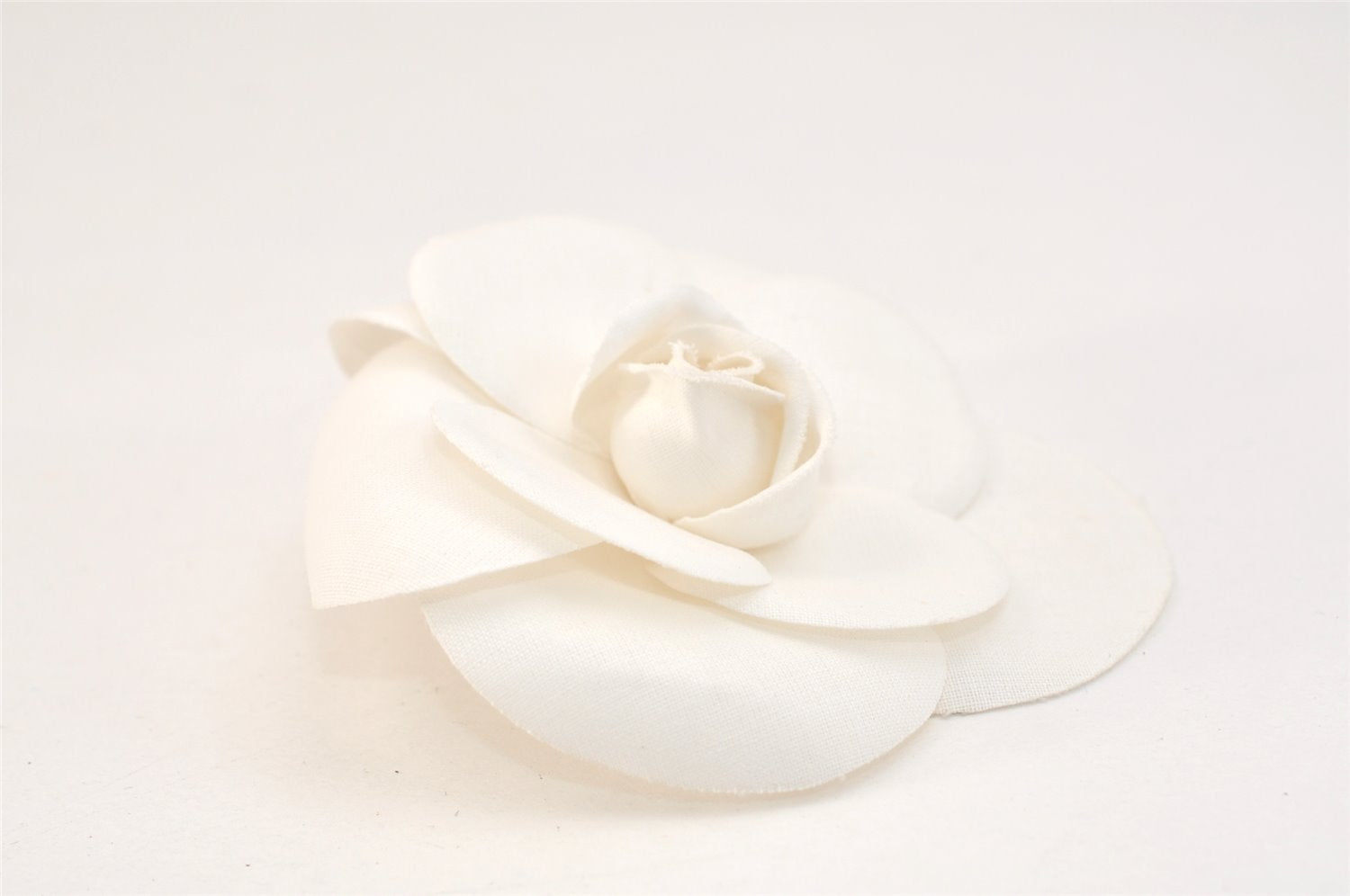 Authentic CHANEL Camellia Corsage Brooch Nylon White Box 1766L