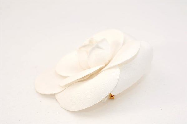 Authentic CHANEL Camellia Corsage Brooch Nylon White Box 1766L