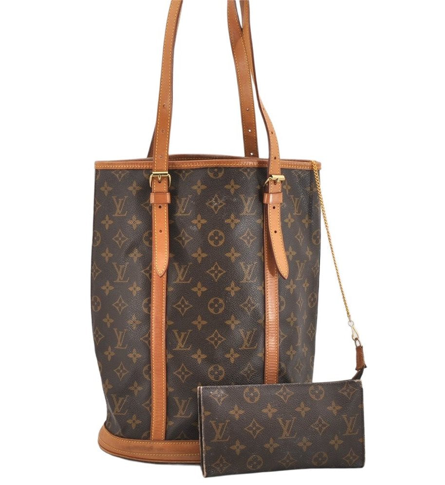 Authentic Louis Vuitton Monogram Bucket GM Shoulder Tote Bag M42236 Junk 1767K