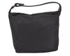 Authentic GUCCI Micro GG Nylon Leather Hand Bag Pouch Purse 0391147 Black 1770K