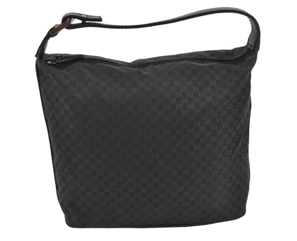Authentic GUCCI Micro GG Nylon Leather Hand Bag Pouch Purse 0391147 Black 1770K