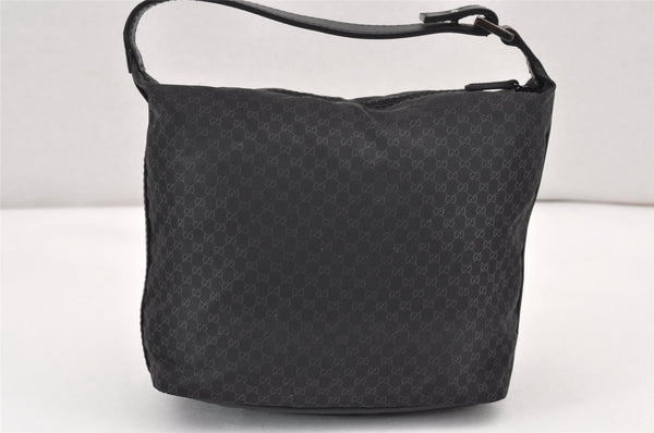 Authentic GUCCI Micro GG Nylon Leather Hand Bag Pouch Purse 0391147 Black 1770K