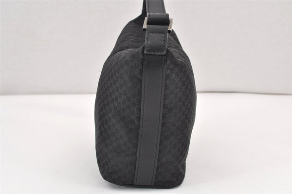 Authentic GUCCI Micro GG Nylon Leather Hand Bag Pouch Purse 0391147 Black 1770K