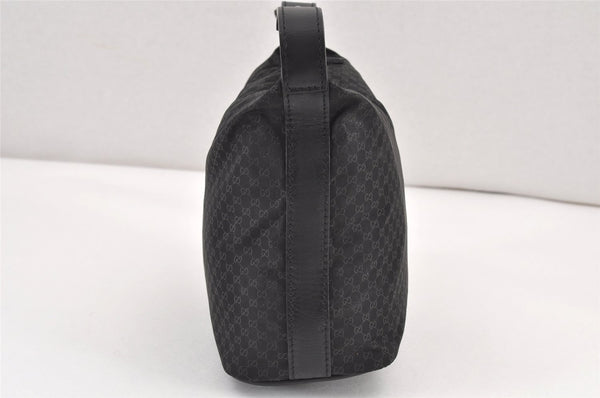 Authentic GUCCI Micro GG Nylon Leather Hand Bag Pouch Purse 0391147 Black 1770K