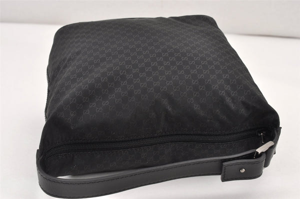 Authentic GUCCI Micro GG Nylon Leather Hand Bag Pouch Purse 0391147 Black 1770K