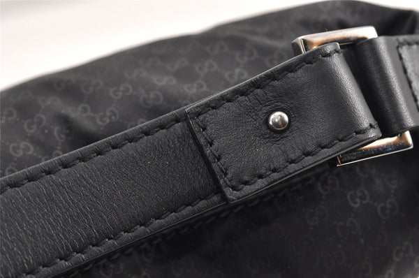 Authentic GUCCI Micro GG Nylon Leather Hand Bag Pouch Purse 0391147 Black 1770K