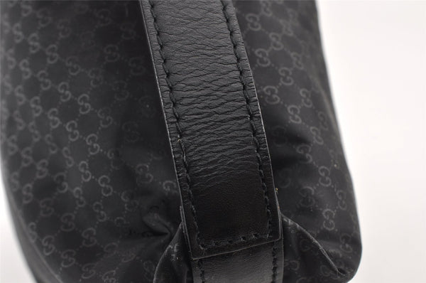 Authentic GUCCI Micro GG Nylon Leather Hand Bag Pouch Purse 0391147 Black 1770K