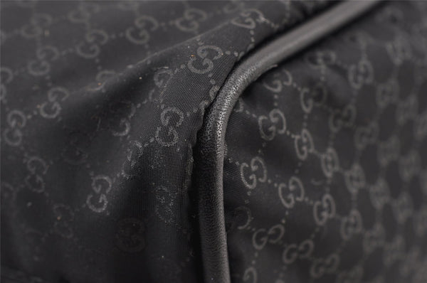 Authentic GUCCI Micro GG Nylon Leather Hand Bag Pouch Purse 0391147 Black 1770K