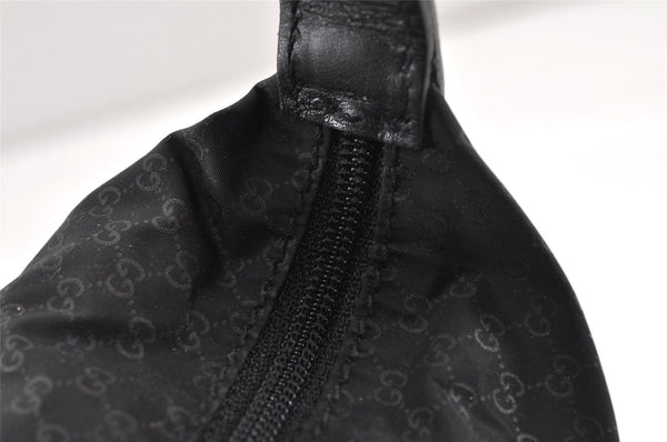 Authentic GUCCI Micro GG Nylon Leather Hand Bag Pouch Purse 0391147 Black 1770K