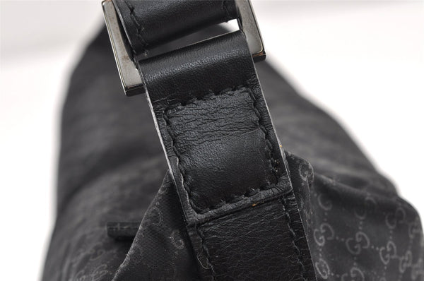 Authentic GUCCI Micro GG Nylon Leather Hand Bag Pouch Purse 0391147 Black 1770K