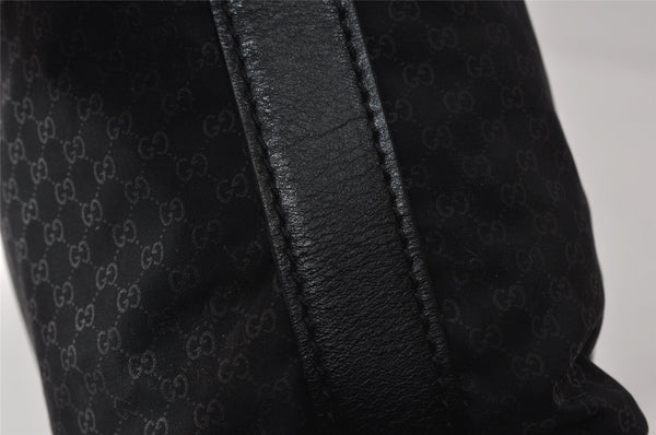 Authentic GUCCI Micro GG Nylon Leather Hand Bag Pouch Purse 0391147 Black 1770K