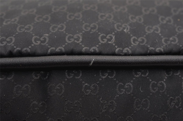Authentic GUCCI Micro GG Nylon Leather Hand Bag Pouch Purse 0391147 Black 1770K