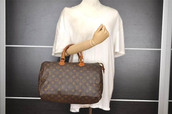 Authentic Louis Vuitton Monogram Speedy 35 Hand Boston Bag M41524 LV 1771I