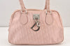 Authentic Christian Dior Trotter Lovely Hand Bag Purse Nylon Leather Pink 1771K