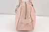 Authentic Christian Dior Trotter Lovely Hand Bag Purse Nylon Leather Pink 1771K