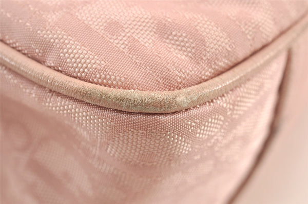 Authentic Christian Dior Trotter Lovely Hand Bag Purse Nylon Leather Pink 1771K