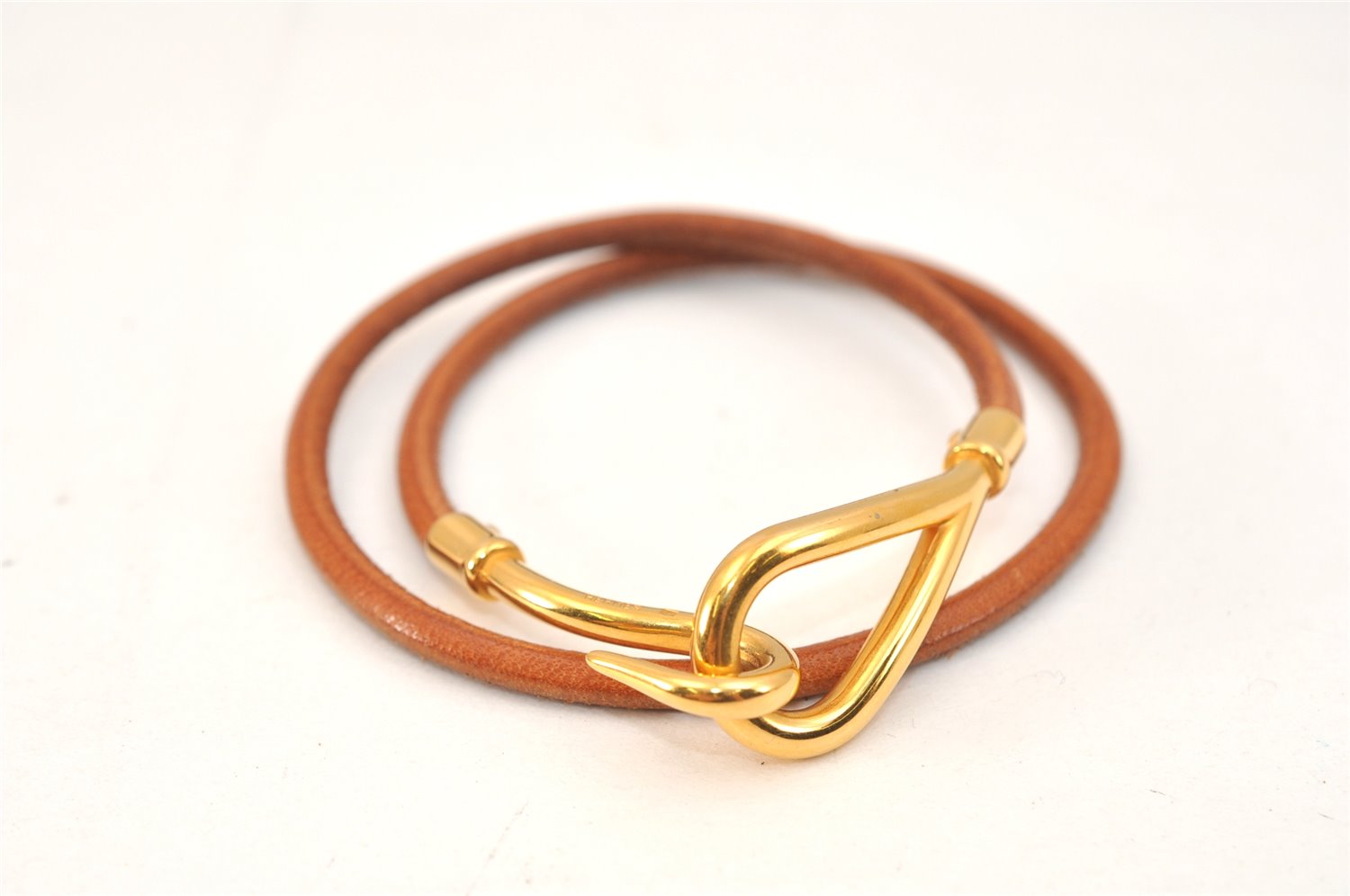 Authentic HERMES Jumbo 2Way Choker Bangle Bracelet Leather Brown Box 1772L