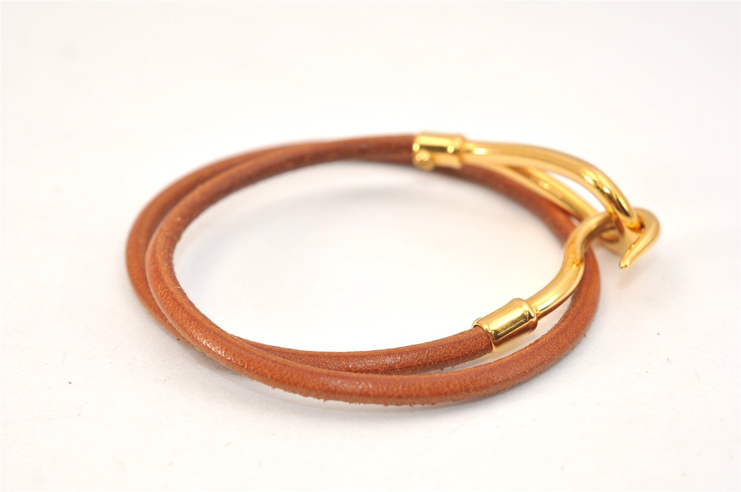 Authentic HERMES Jumbo 2Way Choker Bangle Bracelet Leather Brown Box 1772L