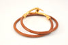 Authentic HERMES Jumbo 2Way Choker Bangle Bracelet Leather Brown Box 1772L