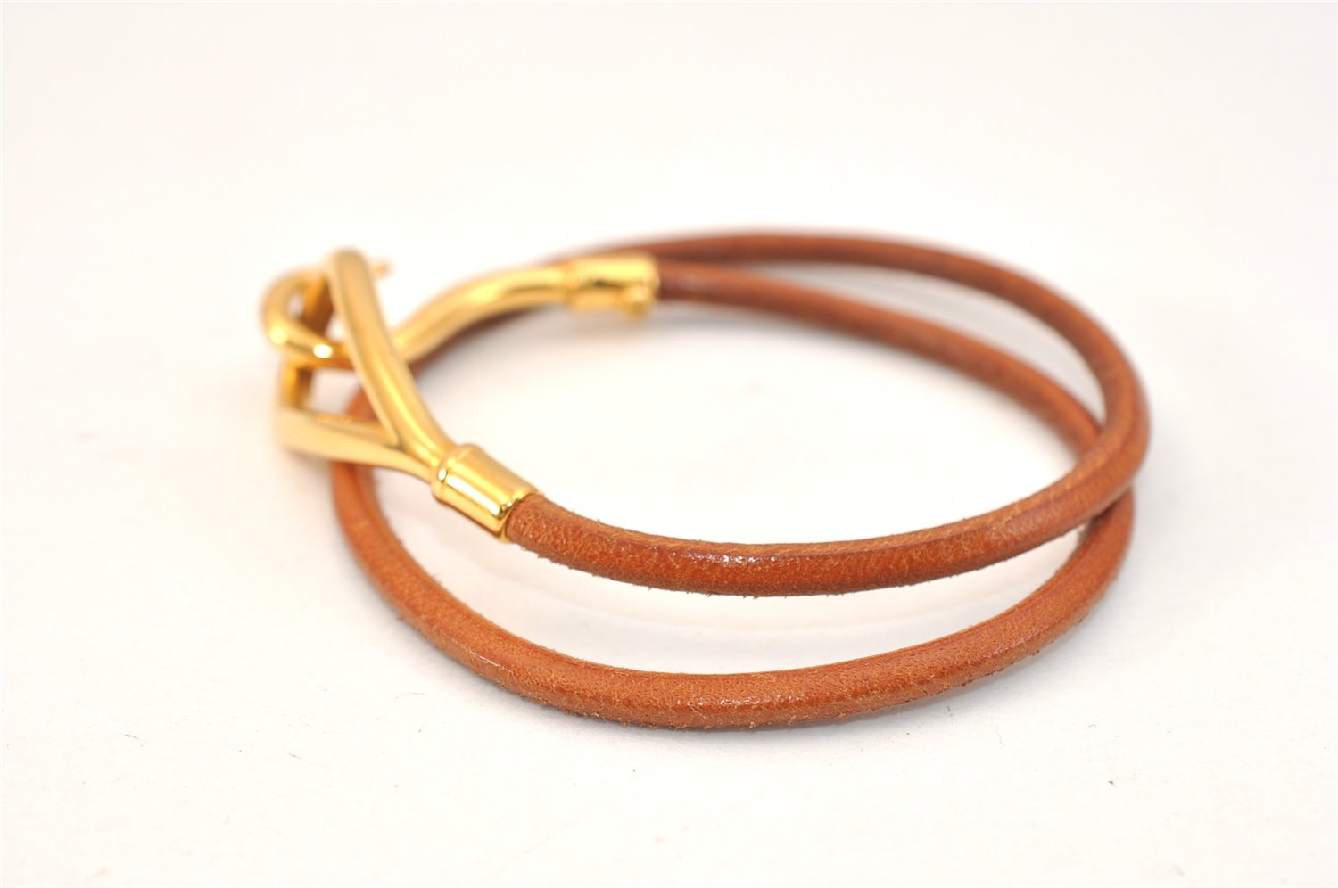 Authentic HERMES Jumbo 2Way Choker Bangle Bracelet Leather Brown Box 1772L