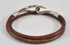 Authentic HERMES Jumbo 2Way Choker Bangle Bracelet Leather Brown Box 1773L