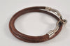 Authentic HERMES Jumbo 2Way Choker Bangle Bracelet Leather Brown Box 1773L