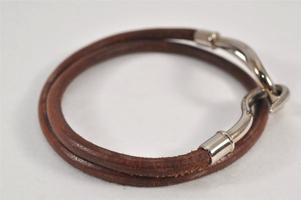 Authentic HERMES Jumbo 2Way Choker Bangle Bracelet Leather Brown Box 1773L