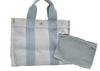 Authentic HERMES Vintage Coquillage PM Tote Bag Canvas Light Blue 1777K