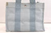 Authentic HERMES Vintage Coquillage PM Tote Bag Canvas Light Blue 1777K