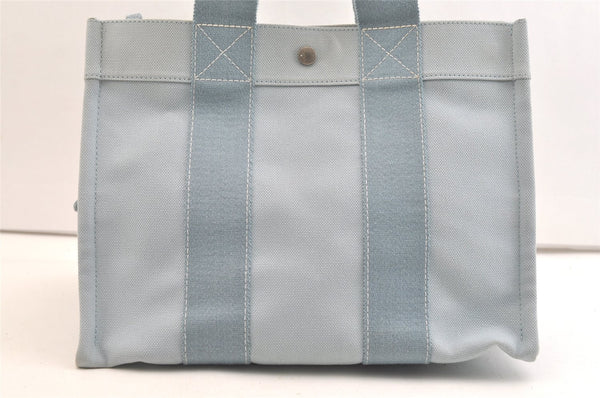 Authentic HERMES Vintage Coquillage PM Tote Bag Canvas Light Blue 1777K