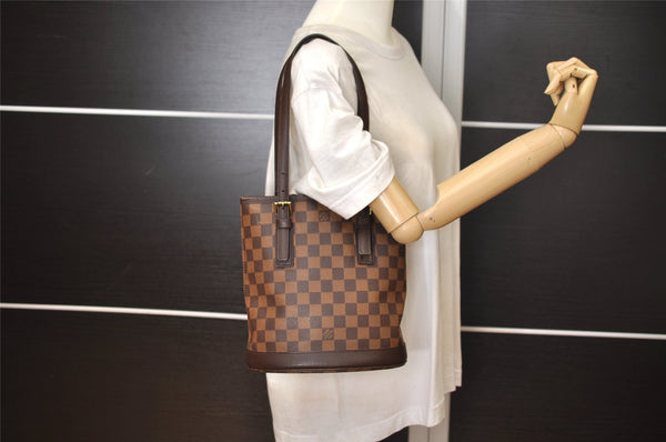 Authentic Louis Vuitton Damier Marais Bucket Shoulder Tote Bag N42240 LV 1778J