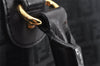 Authentic FENDI Zucchino Tote Hand Bag Purse Canvas Leather Black 1779K