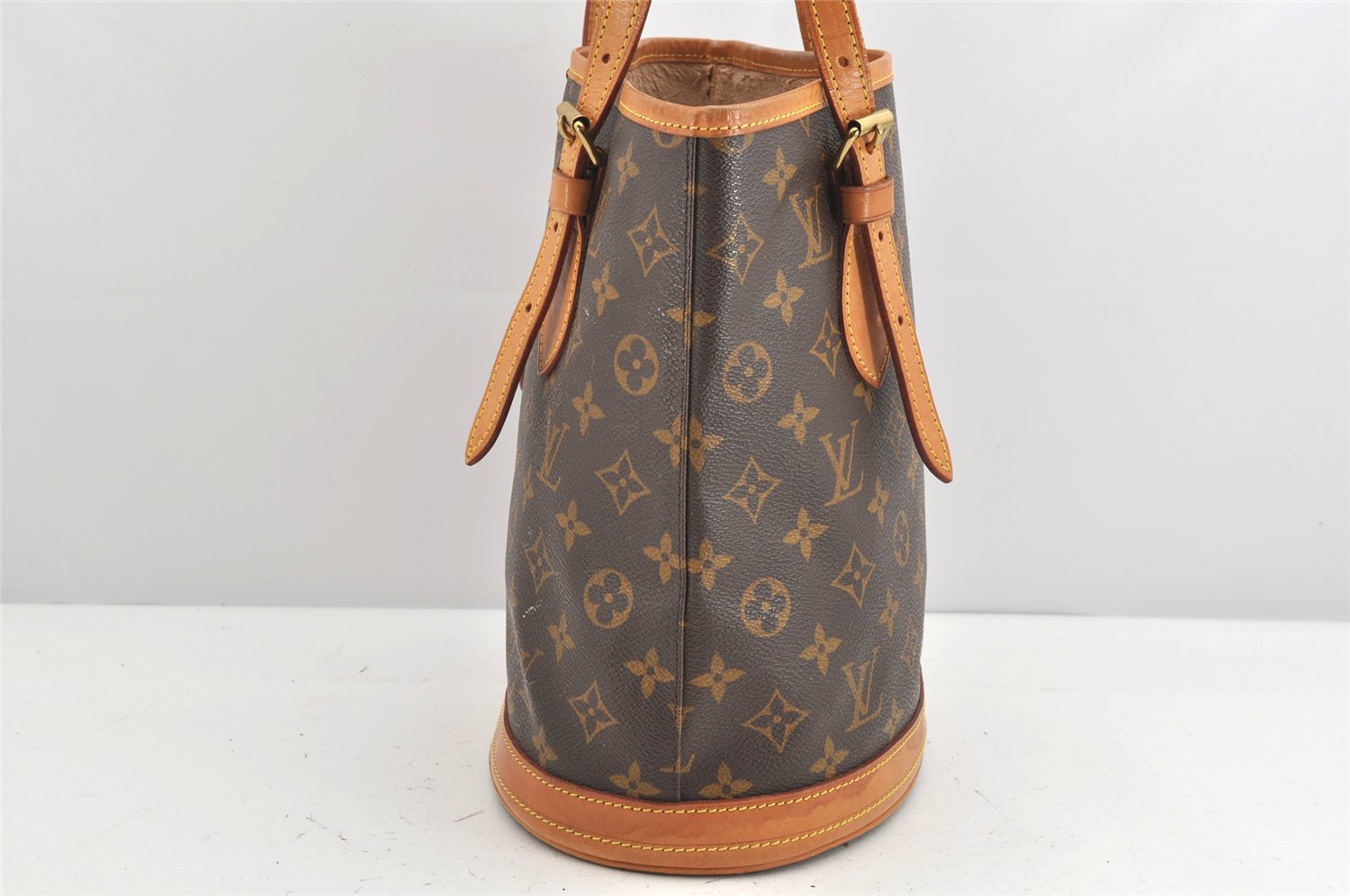 Authentic Louis Vuitton Monogram Bucket PM Shoulder Tote Bag M42238 Junk 1786K