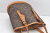 Authentic Louis Vuitton Monogram Bucket PM Shoulder Tote Bag M42238 Junk 1786K