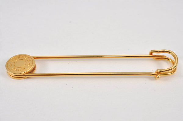 Authentic HERMES Serie Pin Brooch GP Gold Tone Accessories  1787L