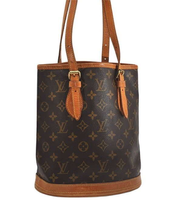 Authentic Louis Vuitton Monogram Bucket PM Shoulder Tote Bag M42238 LV 1795K