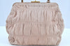 Authentic PRADA Vintage Leather Nappa Shoulder Hand Bag Purse Beige 1797G