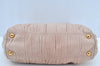 Authentic PRADA Vintage Leather Nappa Shoulder Hand Bag Purse Beige 1797G