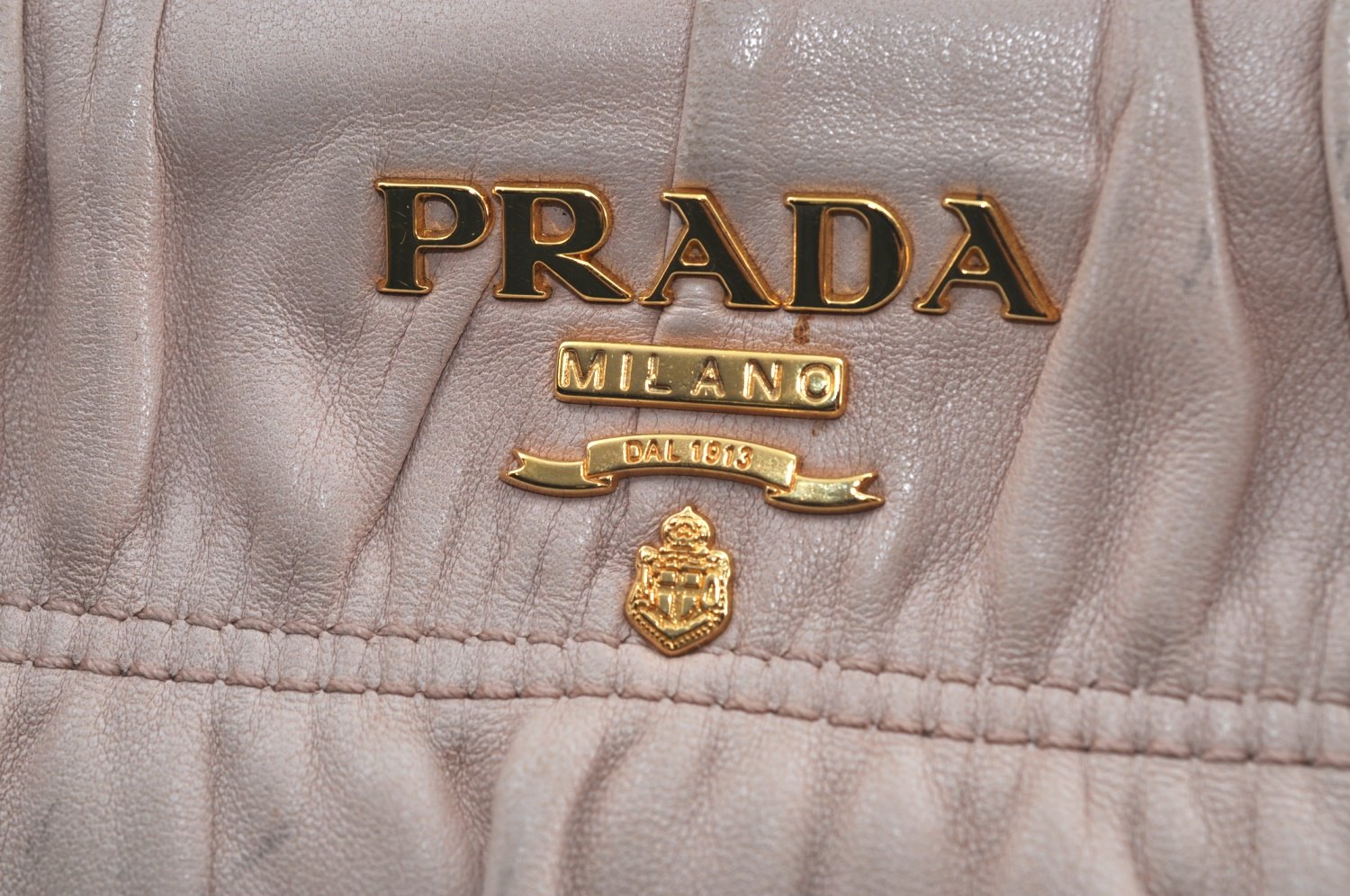 Authentic PRADA Vintage Leather Nappa Shoulder Hand Bag Purse Beige 1797G