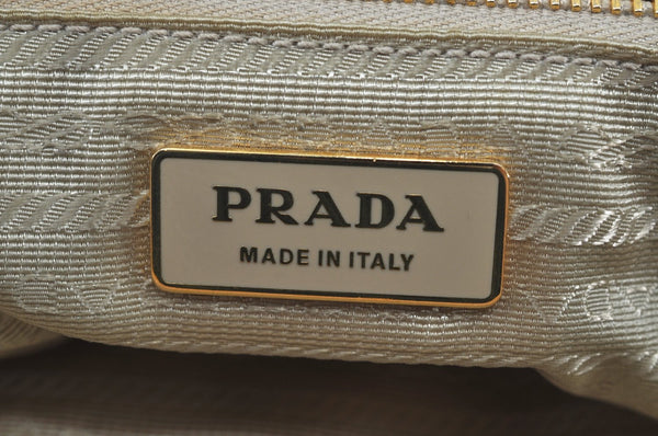 Authentic PRADA Vintage Leather Nappa Shoulder Hand Bag Purse Beige 1797G