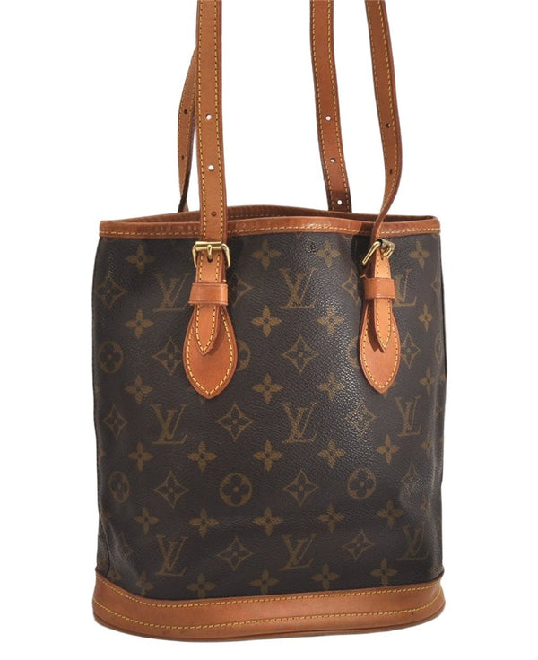Authentic Louis Vuitton Monogram Bucket PM Shoulder Tote Bag M42238 LV 1801K