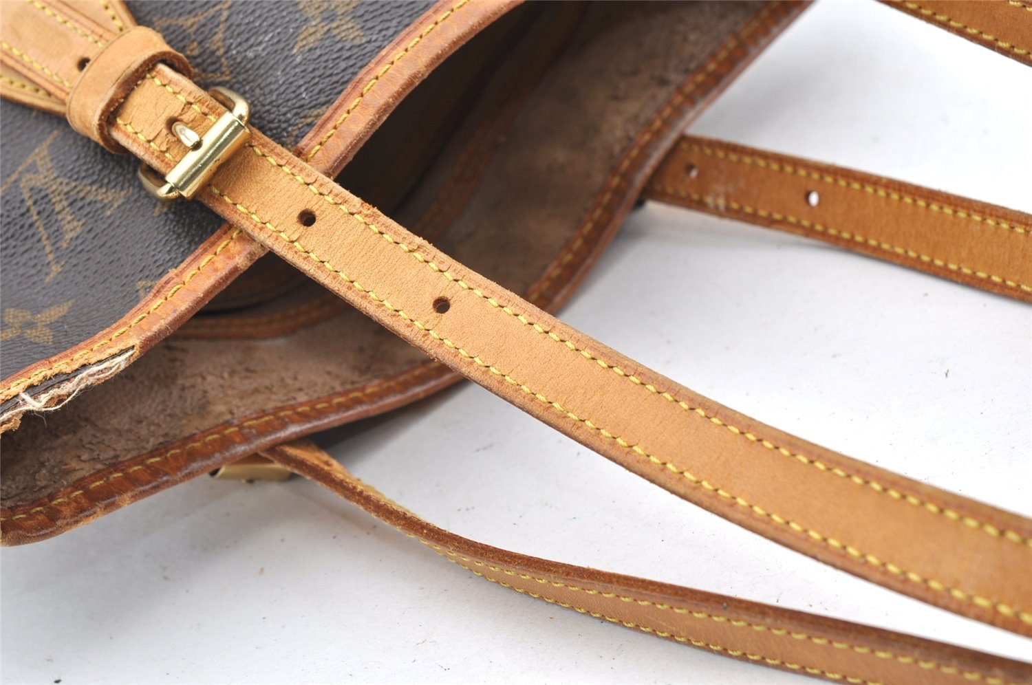 Authentic Louis Vuitton Monogram Bucket PM Shoulder Tote Bag M42238 Junk 1804I