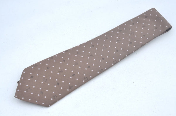 Authentic Louis Vuitton Monogram Dots Cravat Tie Silk Brown Box 1804J