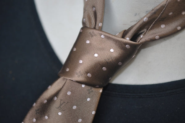 Authentic Louis Vuitton Monogram Dots Cravat Tie Silk Brown Box 1804J