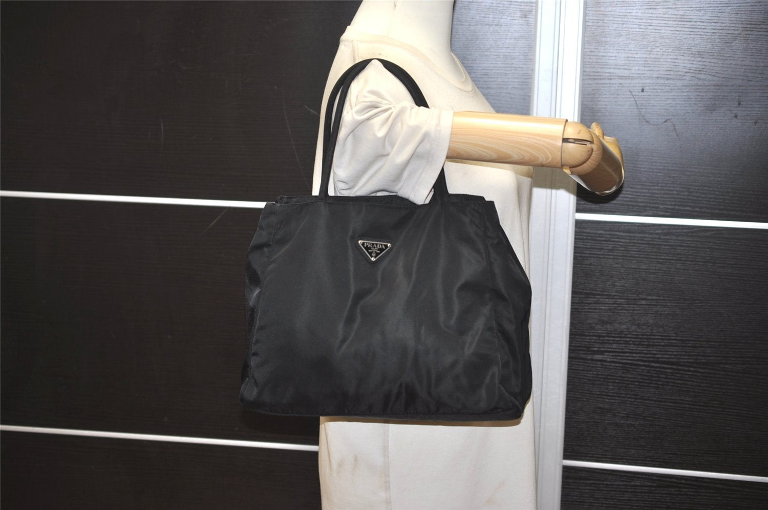 Authentic PRADA Vintage Nylon Shoulder Hand Bag Black 1806K